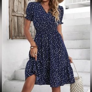 Navy Polka Dot Mini Dress